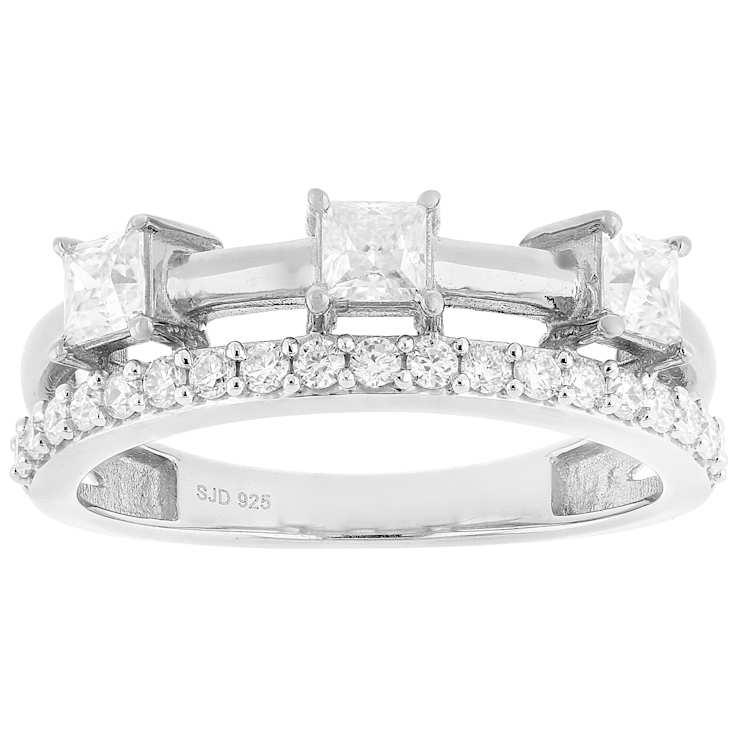 Moissanite Multi-Row Band Ring In Platinum-Enhanced Sterling Silver
0.86ctw Diamond Equivalent Weight