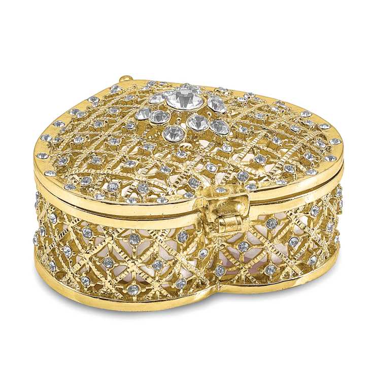 ROMANCE Filigree Heart with Ring Pad Trinket Box