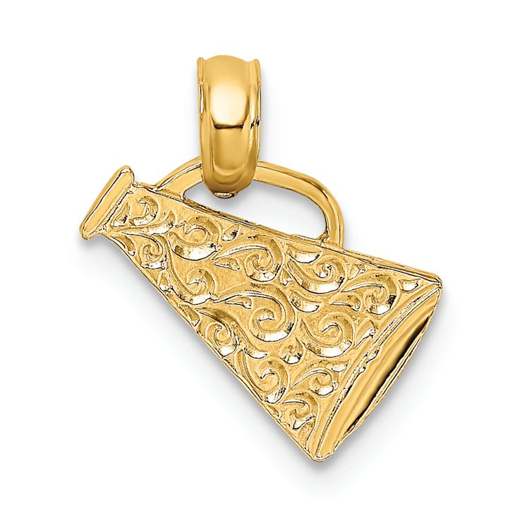 14k Yellow Gold Textured Megaphone with Handle Charm