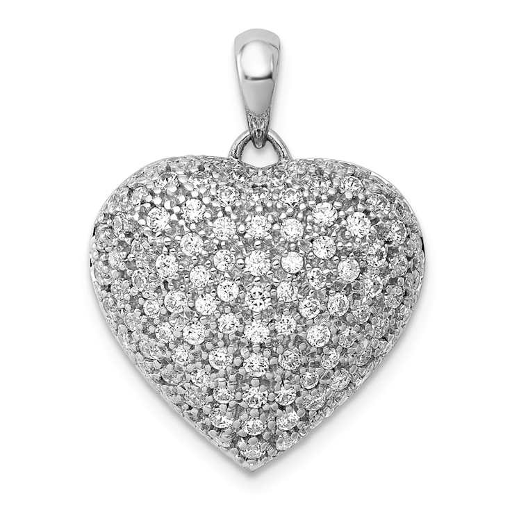Rhodium Over 14k White Gold Diamond Fancy Heart Pendant