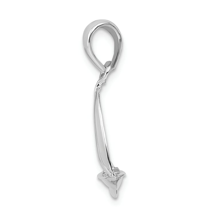 Rhodium Over Sterling Silver Polished 3D Sailboat Pendant