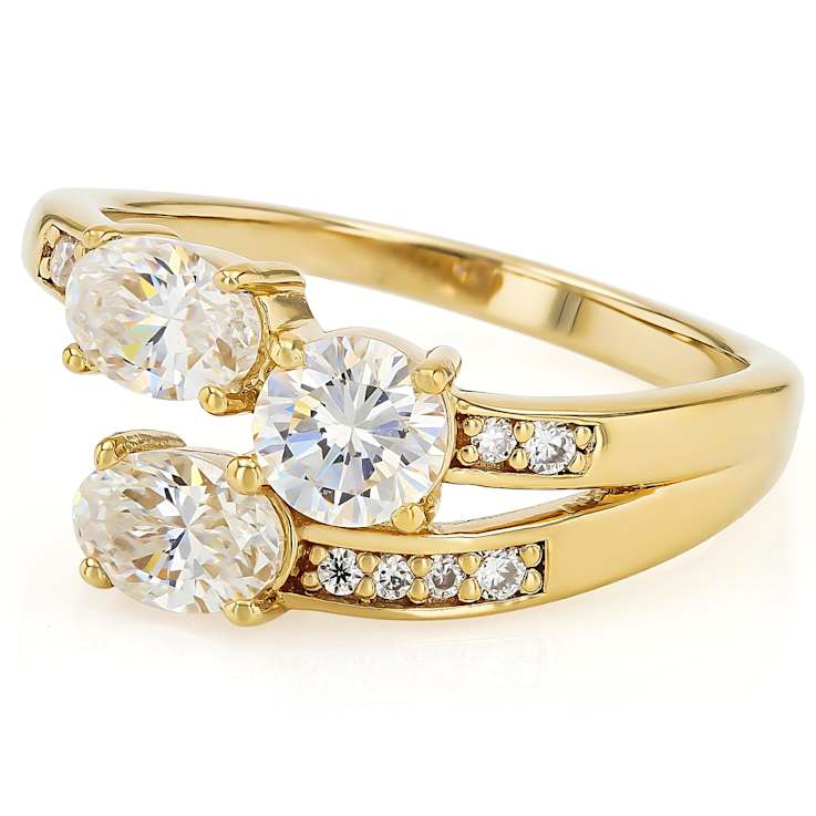 Diamond Simulant And Lab-Created Moissanite Ring In 18K Gold Over
Sterling Silver 1.91ctw