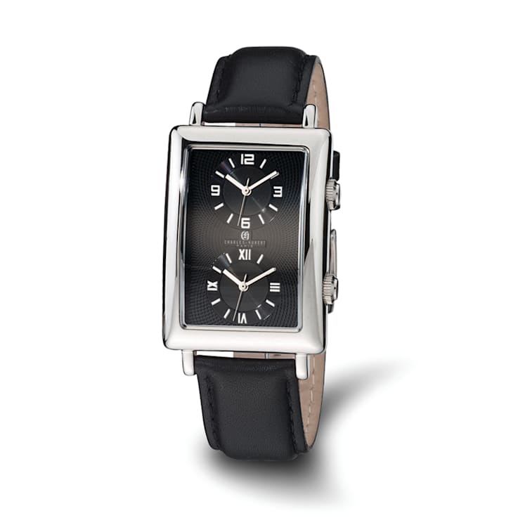 Mens Charles Hubert Dual Time Black 33x53mm Dial Watch