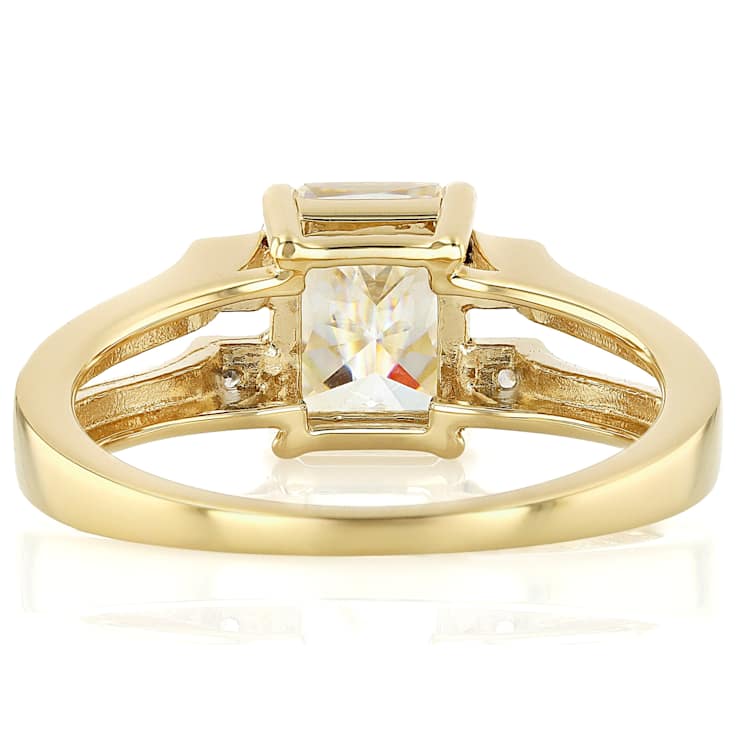 Diamond Simulant Rectangular Octagonal Solitaire Ring In 18K Gold Over
Sterling Silver 3.34ctw