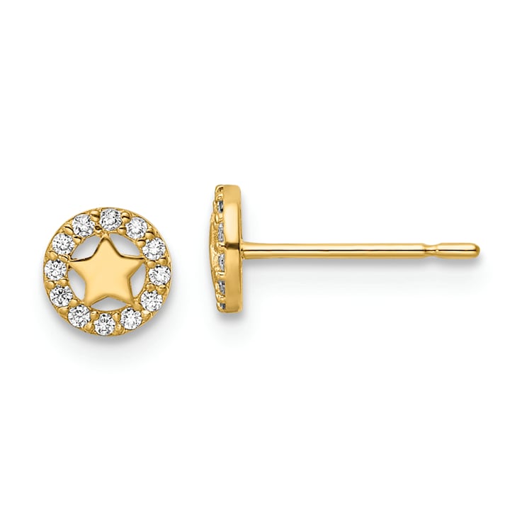 14k Yellow Gold Children's 5.2mm Cubic Zirconia Star Stud