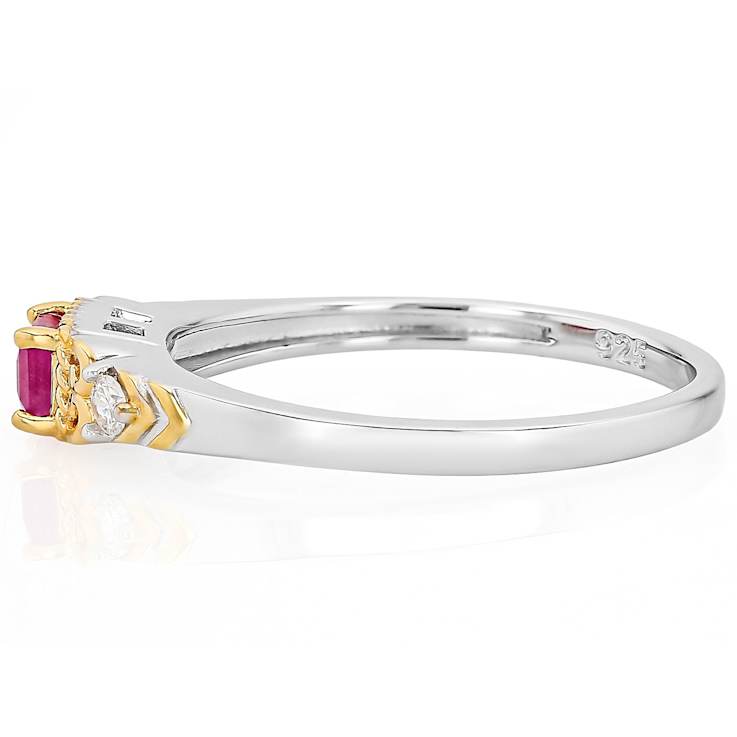 Ruby And Lab-Grown Diamond Ring In 18K Gold Over Sterling Silver 0.40ctw
