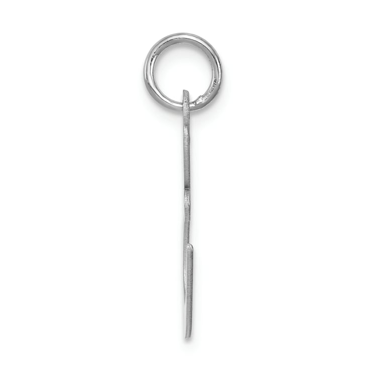 Rhodium Over Sterling Silver Fancy Script Letter E Initial Charm
