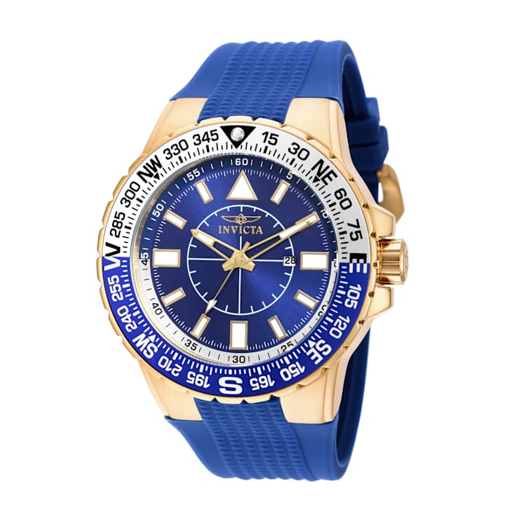 Invicta Aviator 52mm Blue Dial Blue Silicone Strap Quartz Watch
