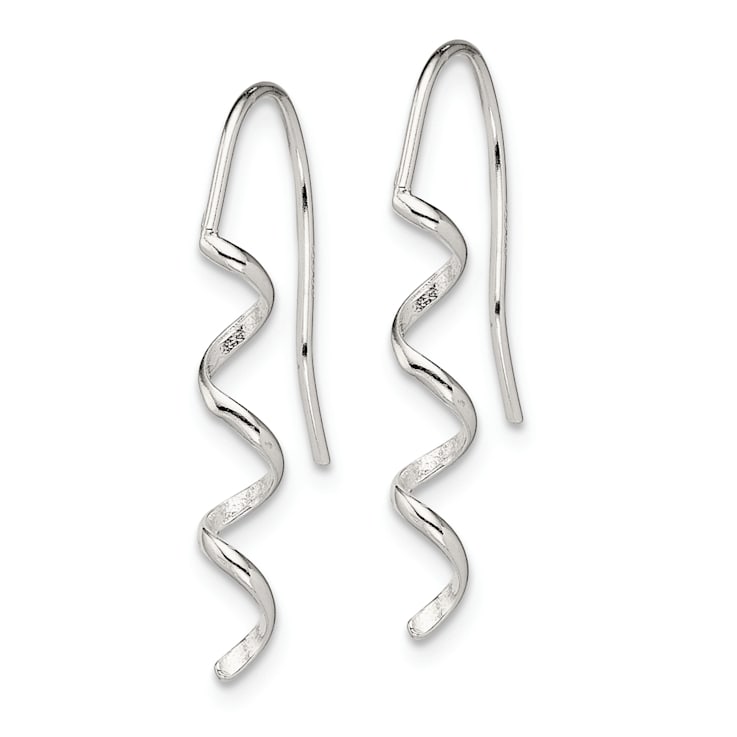 Sterling Silver Polished and Textured Spiral Dangle Earrings