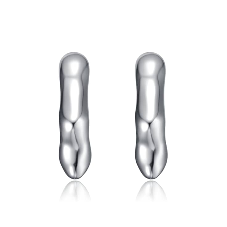 Dripping Hoop Earrings In Rhodium Over Brass