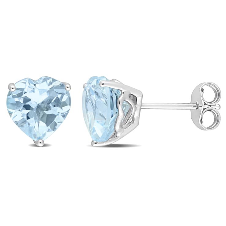 4ctw Heart Sky Blue Topaz Stud Earrings in Sterling Silver