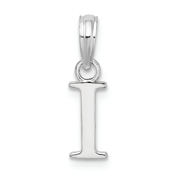 Sterling Silver Polished Block Initial -I- Pendant