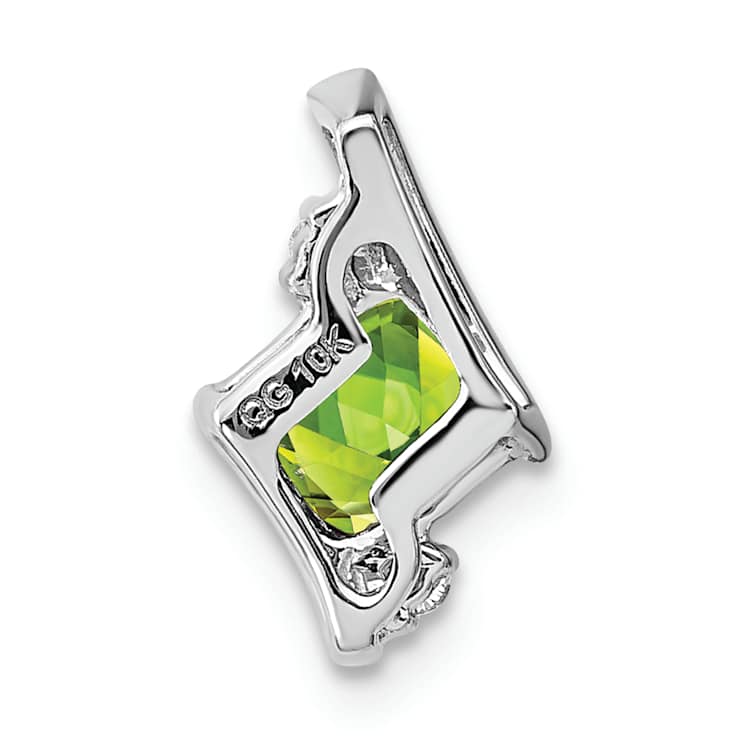 Rhodium Over 10k White Gold 0.63 ctw Cushion Peridot and Diamond Chain
Slide Pendant