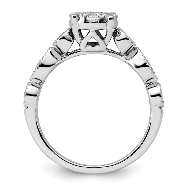 Rhodium Over 14K White Gold Lab Grown Diamond VS/SI GH, Cluster Ring 0.782ctw