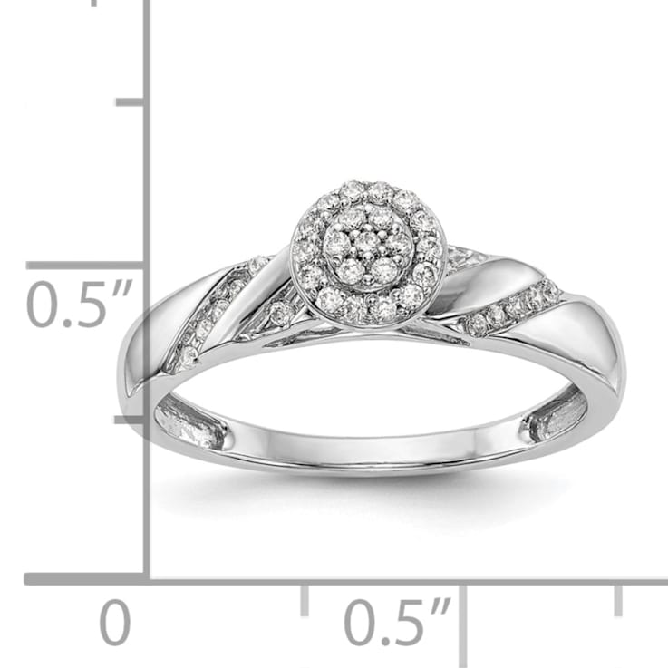 Rhodium Over 14K White Gold Diamond Trio Cluster Engagement Ring 0.15ctw