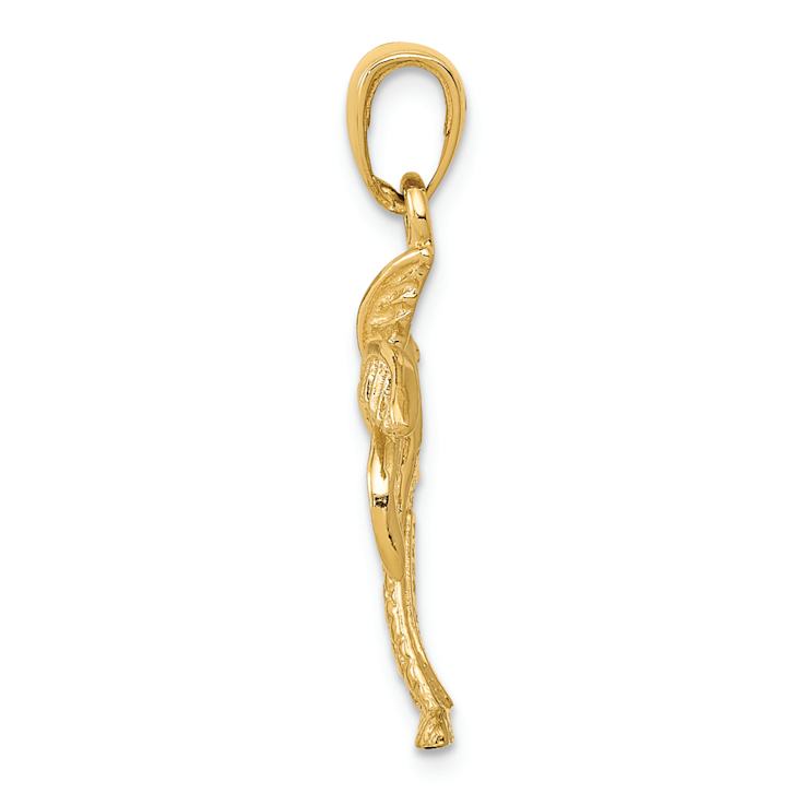 14k Yellow Gold Textured Palm Tree Pendant