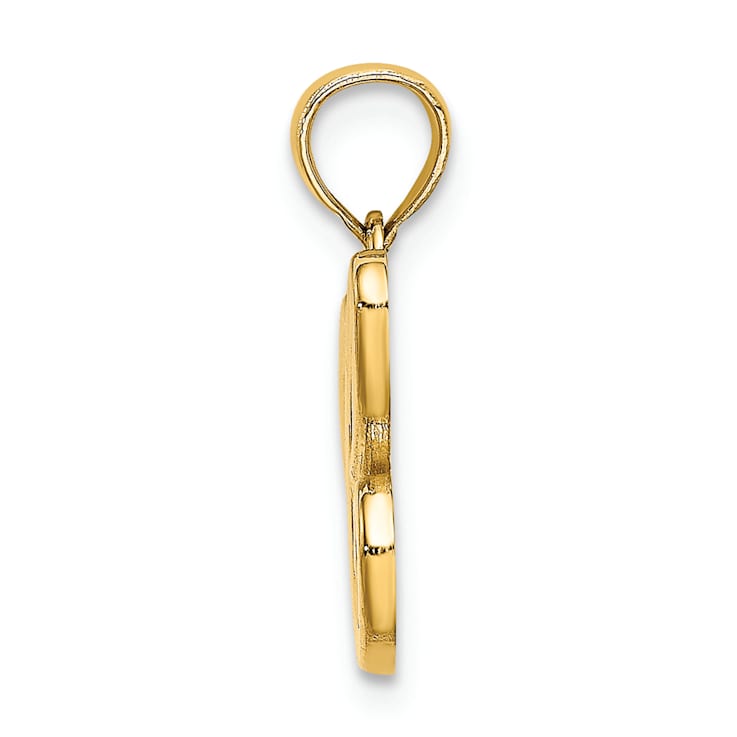 14k Yellow Gold Script Letter C Initial Pendant