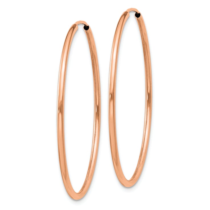 14k Rose Gold 1 1/2" Polished Endless Tube Hoop Earrings