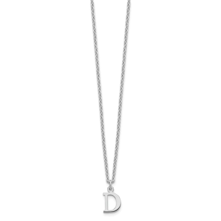 Rhodium Over Sterling Silver Cutout Letter D Initial Necklace