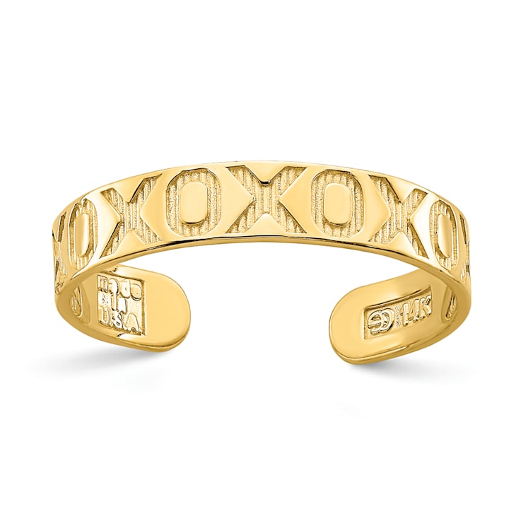 14K Yellow Gold X and O Pattern Toe Ring
