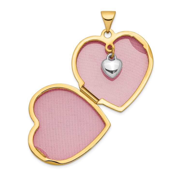 10k Yellow Gold and 10k White Gold Diamond Always in my Heart with Heart
Charm Inside Heart Locket