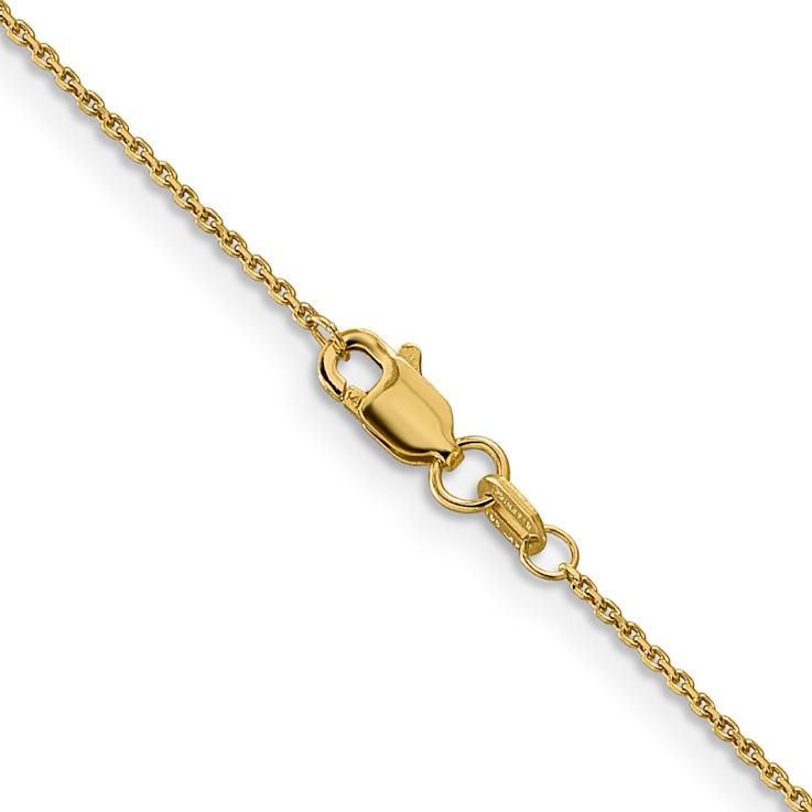 14k Yellow Gold 0.9mm Solid Diamond-cut Round Open Link Cable 16 Inch Chain