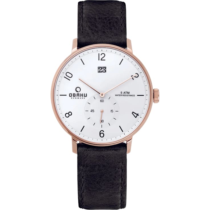 Obaku Women's Denmark Black Leather Strap Watch