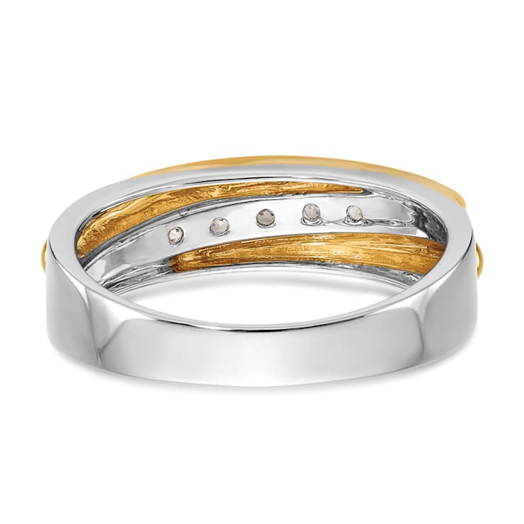14K Yellow and White Gold Lab Grown Diamond SI1/SI2, G H I, Men's Band