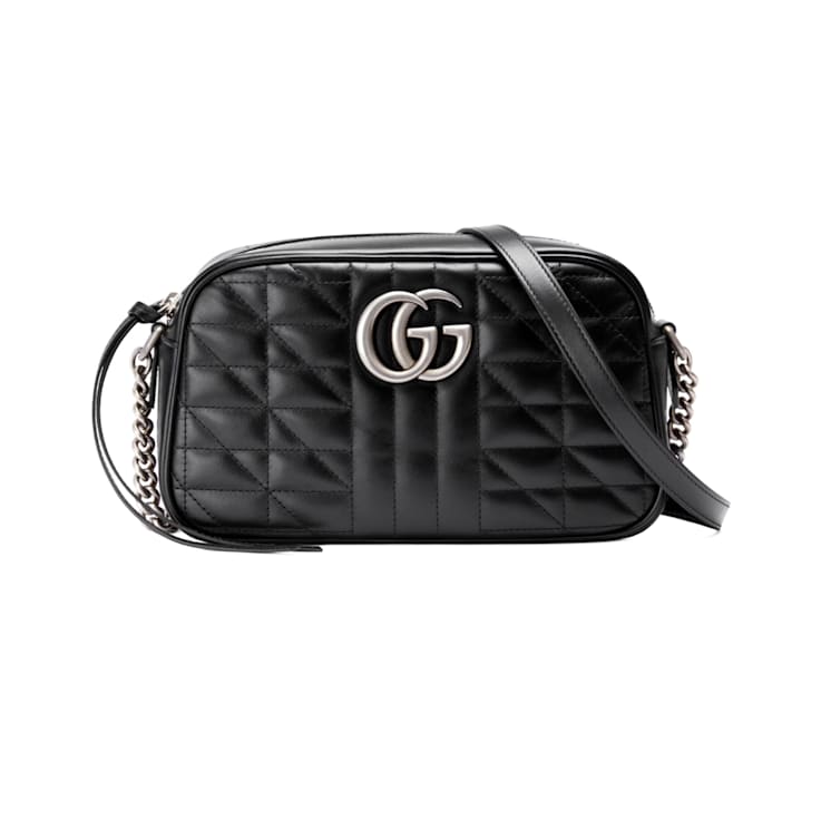 Gucci Small GG Marmont in Black with Silver Tone Hardware