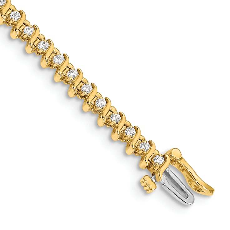 14K Two-tone Gold I1/G-H Diamond Tennis Bracelet 0.91ctw