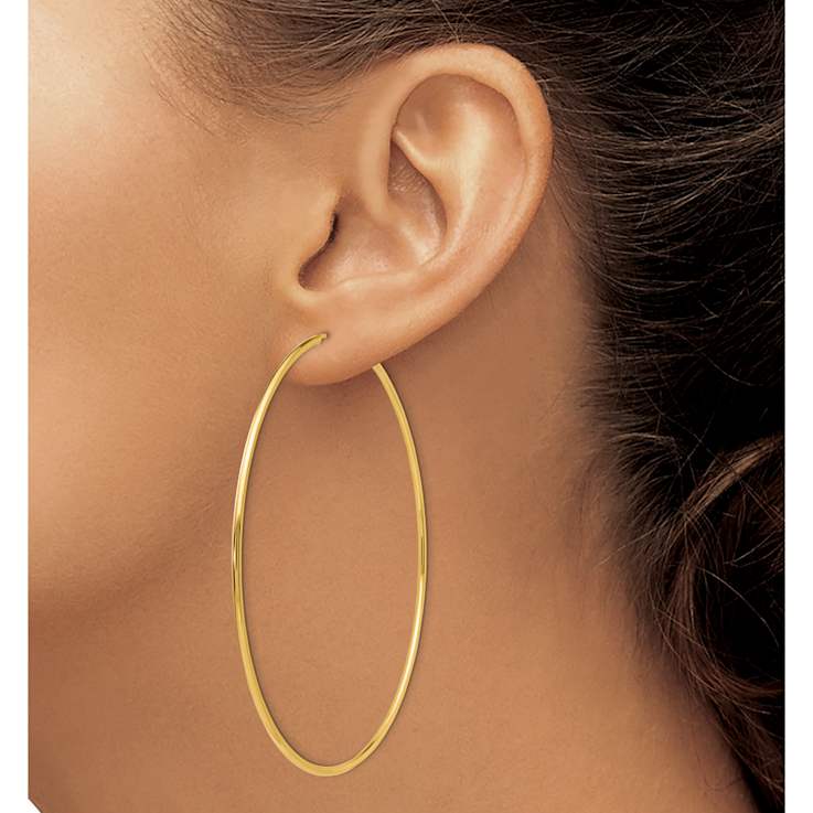 14k Yellow Gold 2 15/16" Endless Hoop Earrings
