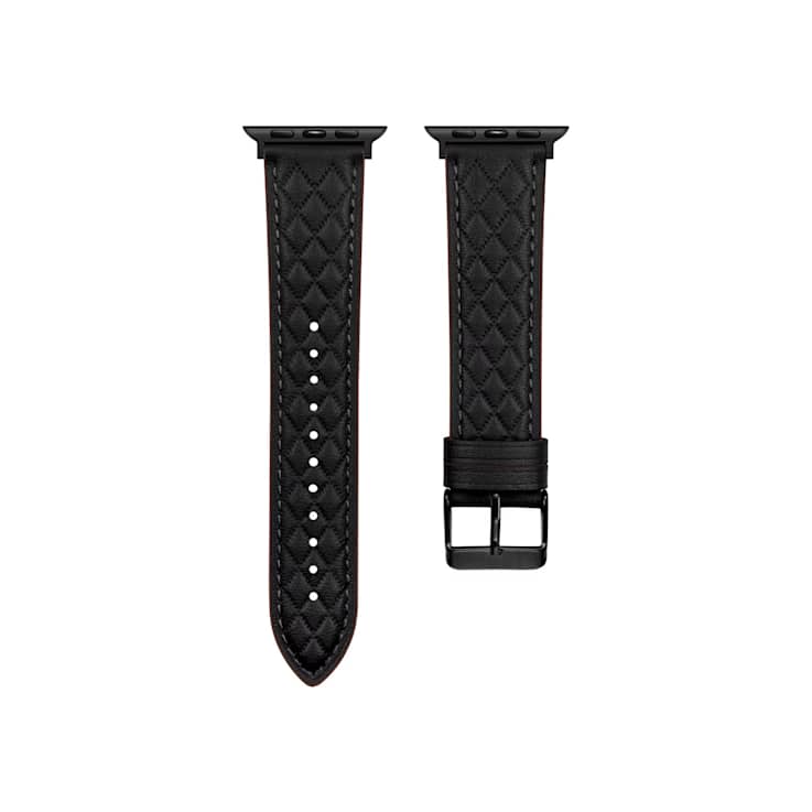 Black Quilted Leather Apple Watch Band with Buckle (42-44-45mm). Band
Only, Watch Not Included.