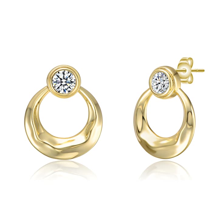CZ Eternity Circle Hoop Earrings In 14K Gold Over Brass