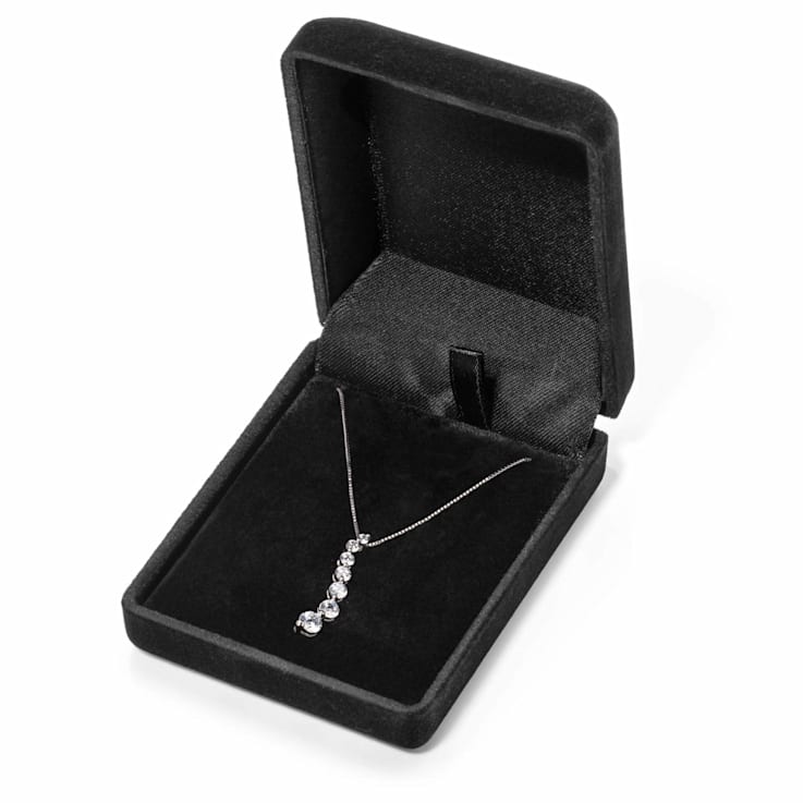White Cubic Zirconia 14k White Gold Pendant With Chain 0.50ctw