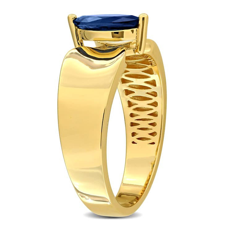 Blue Sapphire 10K Yellow Gold Ring 0.75ctw