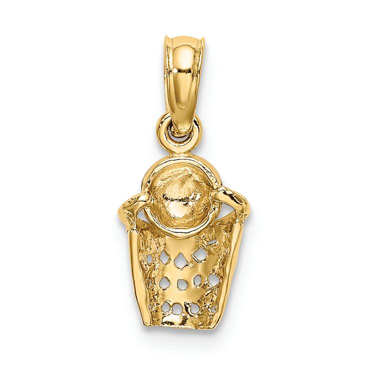 14k Yellow Gold Textured Basketball with Net Charm