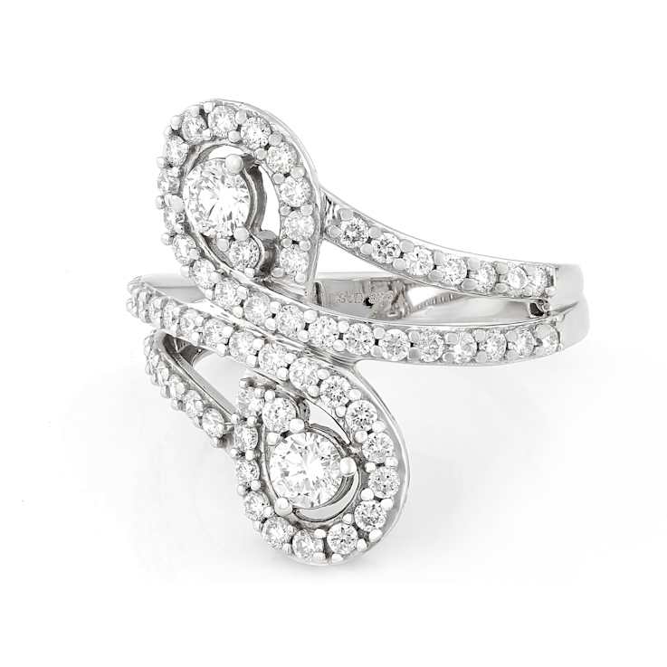 Contemporary Lab-Grown Diamond Bypass Ring 1.20ctw In Sterling Silver