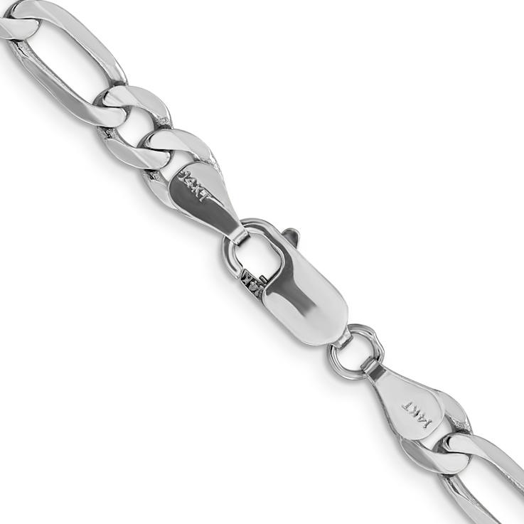 Rhodium Over 14k White Gold 6mm Solid Flat Figaro 24 Inch Chain