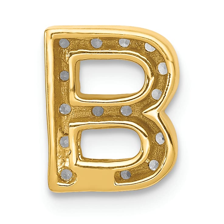 14K Yellow Gold Diamond Letter B Initial Charm
