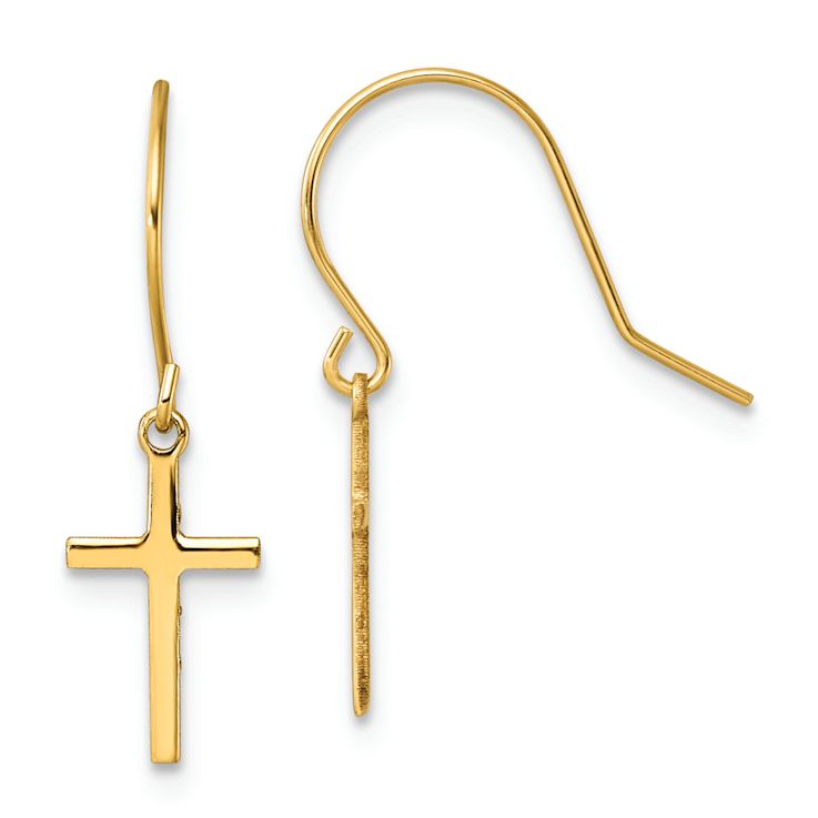 14k Yellow Gold Cross Dangle Earrings - 1C7JYA