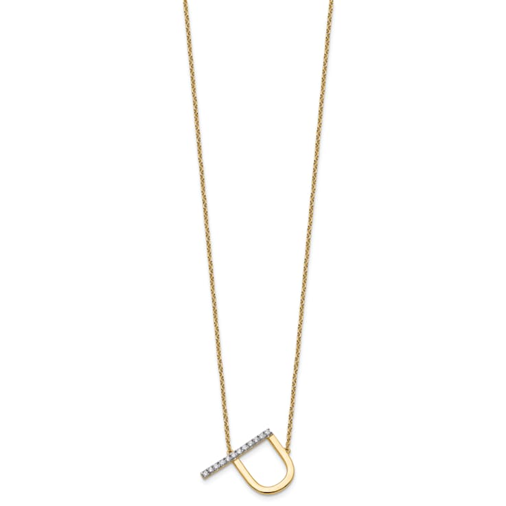 14k Yellow Gold and Rhodium Over 14k Yellow Gold Sideways Diamond
Initial P Pendant 18 Inch Necklace