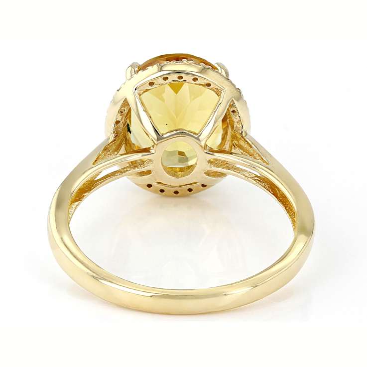 Yellow Beryl Oval And White Diamond Halo Ring In Solid 14K Yellow Gold 2.53ctw