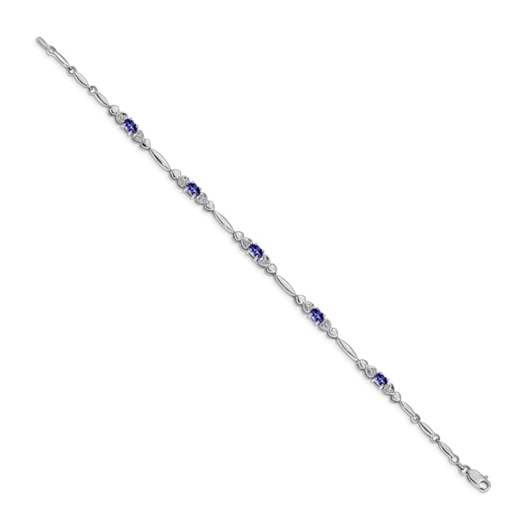 Rhodium Over 14k White Gold Diamond and Tanzanite Bracelet