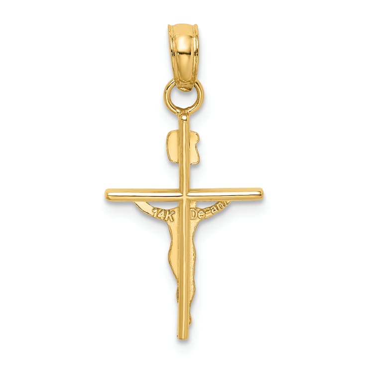 14k Two-tone Gold INRI Crucifix Pendant