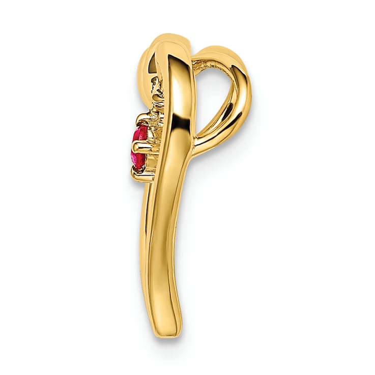 14k Yellow Gold Polished Ruby Heart Chain Slide Pendant