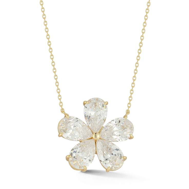 Rachel Zoe CZ Statement Flower Pendant Necklace in 14K Gold Over
Sterling Silver