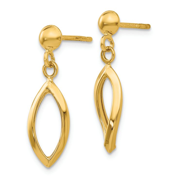 14k Yellow Gold Post Dangle Earrings