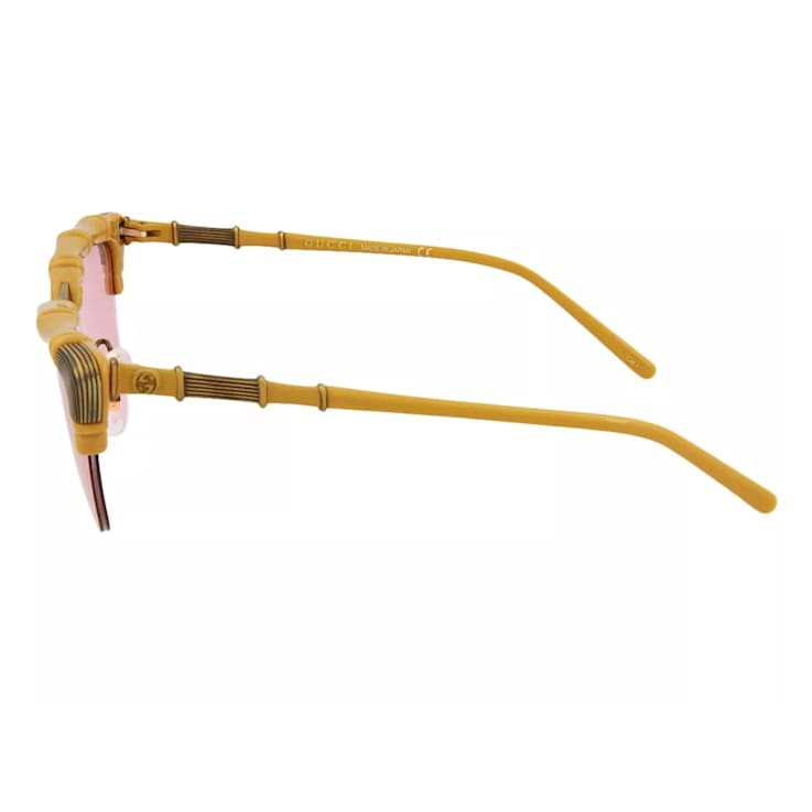 Gucci Brushed Gold Tone and Caramel Frame / Pink Lens Sunglasses