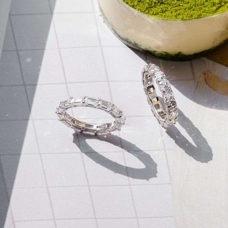 White Cubic Zirconia Platinum Over Sterling Silver Asscher Cut Ring 5.10ctw