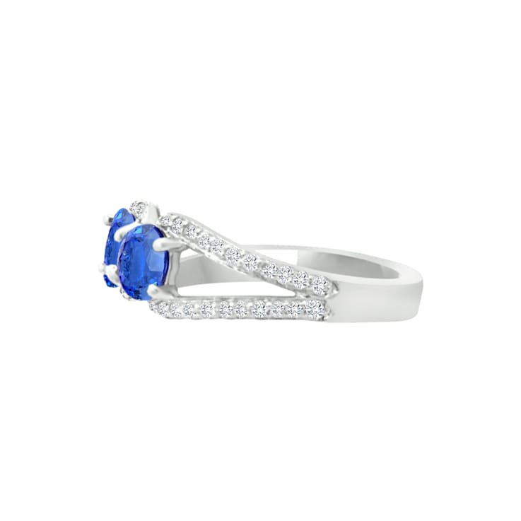 14K White Gold Oval Tanzanite and Diamond Ring, 0.85ctw